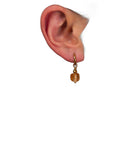 Gold-plated Hoop Earrings - Chiseled Cube Citrine