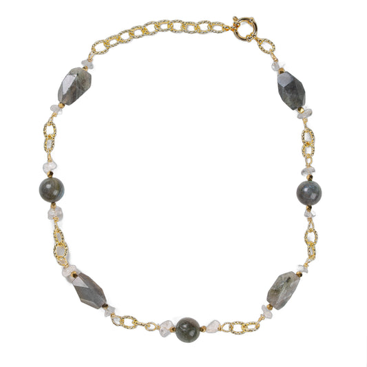 Collier Chaîne Plaquée Or – Pierre de Labradorite