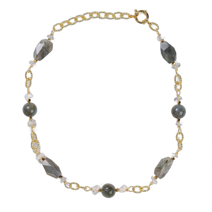 Collier Chaîne Plaquée Or – Pierre de Labradorite