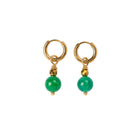 Boucles d'oreilles Anneau plaqué or - Agate verte ronde