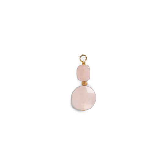 Charms pierre ronde et pierre rectangulaire - Quartz Rose