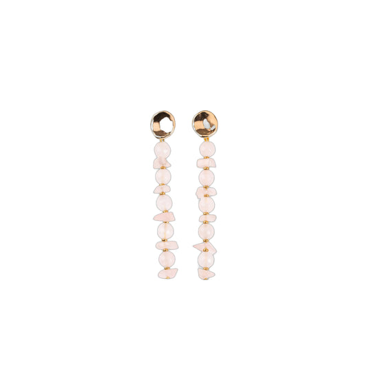 BOUCLES D'OREILLES PENDANTES - QUARTZ ROSE