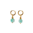 Boucles d'oreilles Anneau plaqué or - Amazonite cube ciselée