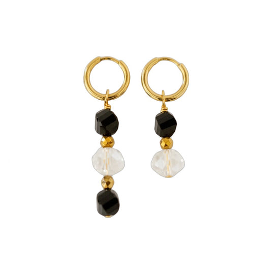 Boucles d'oreilles Onyx et Perles Cristal de bohème