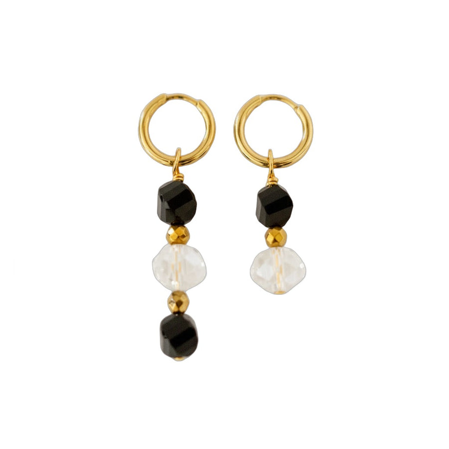 Boucles d'oreilles Onyx et Perles Cristal de bohème