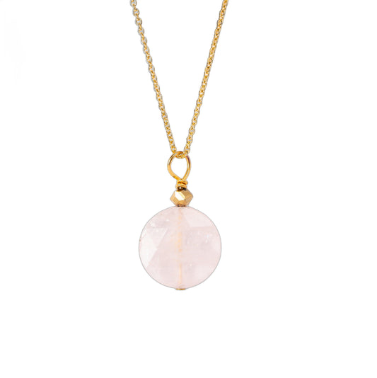 Collier avec Pendentif Pierre de quartz rose
