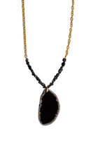 Collier tourmaline & agate noire – Chaîne plaquée or fin