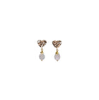 Boucles d'oreilles attache martélée en forme de coeur - Pierre naturelle d'Opale