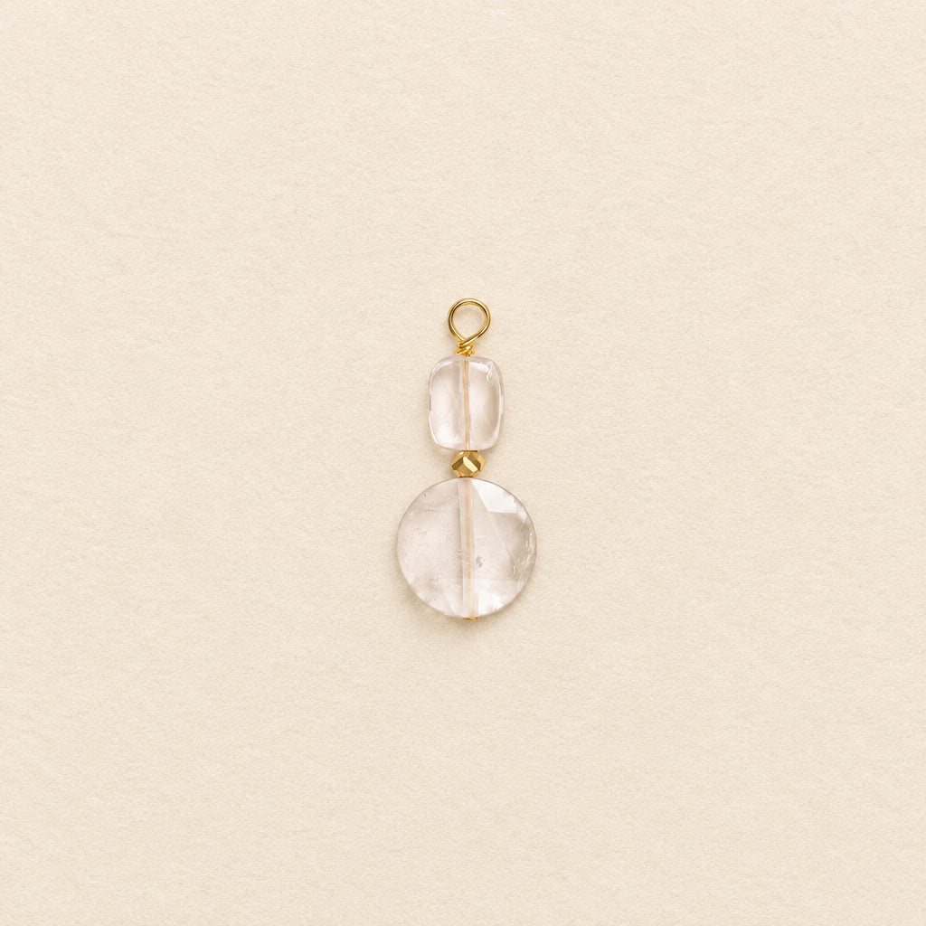 Charms pierre ronde ciselée et pierre rectangulaire - Cristal de Roche – RÉALISE Paris