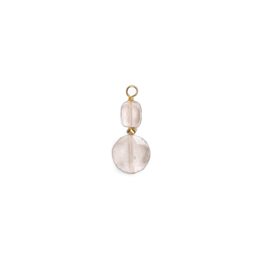 Charms pierre ronde ciselée et pierre rectangulaire - Cristal de Roche