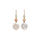 Boucles d'oreilles Perle d'eau douce irrégulière et Pierre de soleil