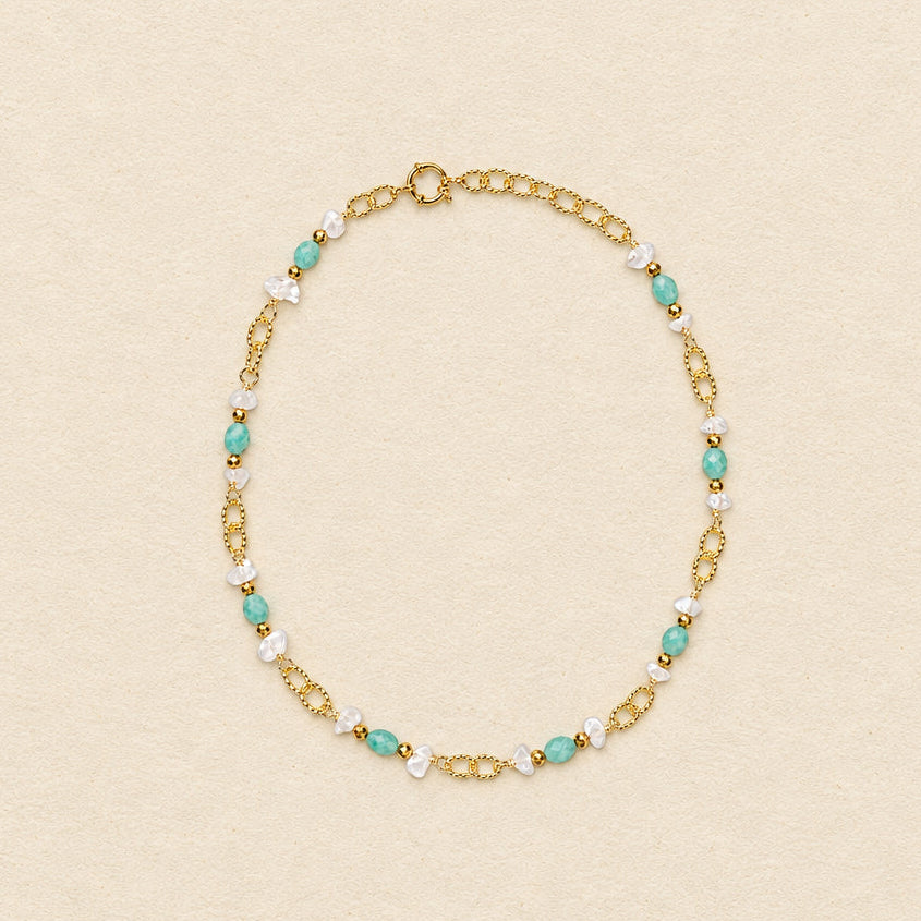 Collier amazonite — chaîne plaquée or