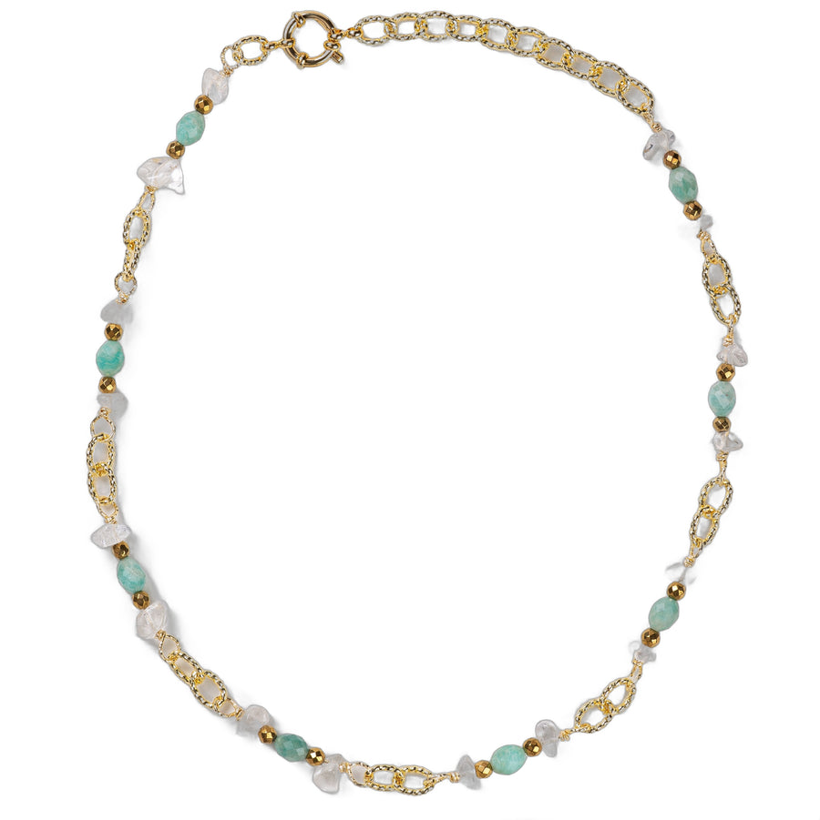 Collier Chaîne Plaquée Or – Pierre fine d'Amazonite