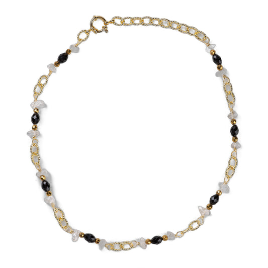 Collier Chaîne Plaquée Or – Pierre fine d'Onyx noir