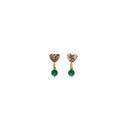 Heart-shaped hammered leverback earrings - Green Agate Stone