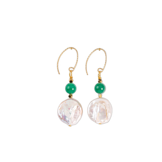 Boucles d'oreilles Perle d'eau douce irrégulière et Agate
