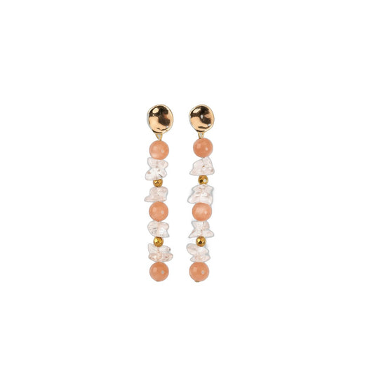 Boucles d'oreilles Pierre de Soleil et Cristal de Bohème