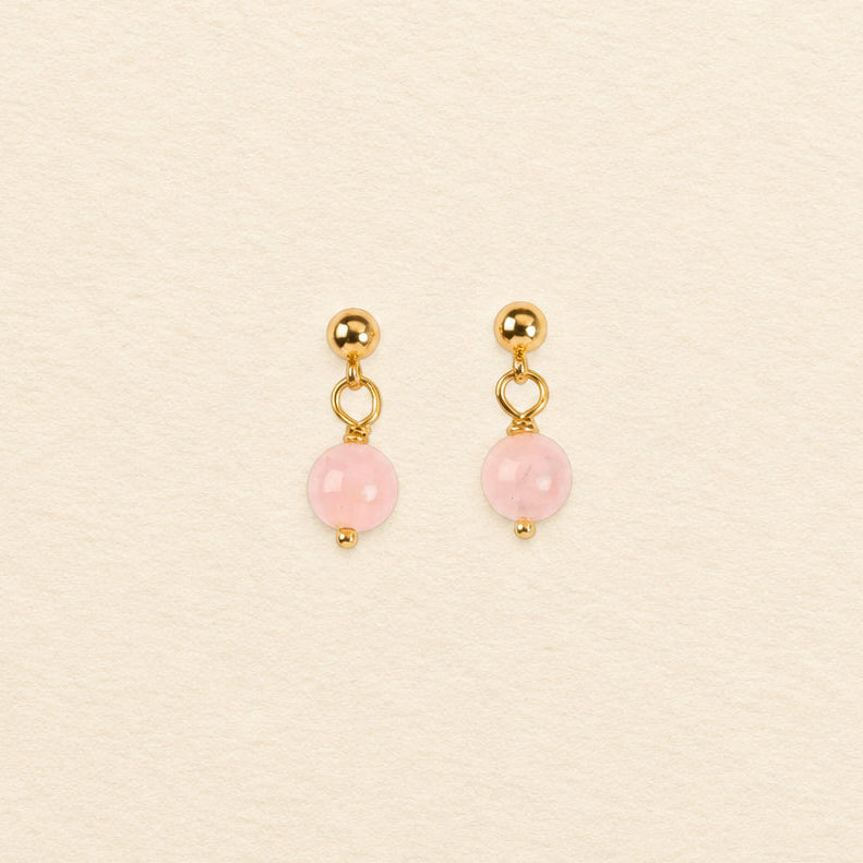 Clous d'oreilles quartz rose — plaqués or