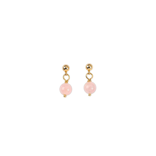 Clous d’Oreilles Plaqués Or – Quartz Rose