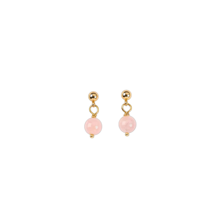 Clous d’Oreilles Plaqués Or – Quartz Rose