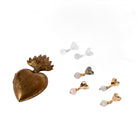 Boucles d'oreilles attache martélée en forme de coeur - Pierre naturelle d'Opale
