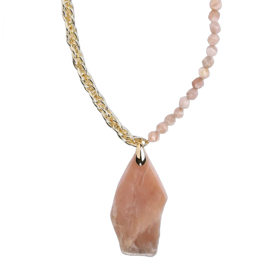 Collier pierre de soleil naturelle – Chaîne plaquée or fin