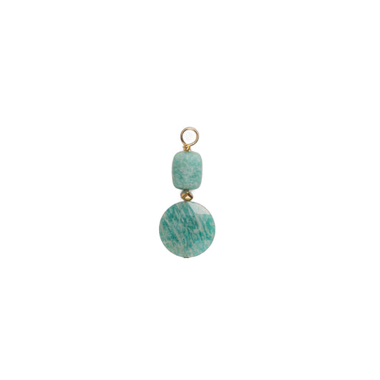 Charms pierre ronde ciselée et pierre rectangulaire - Amazonite