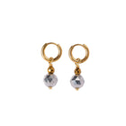 Gold-plated Hoop Earrings – Faceted Silver Hematite