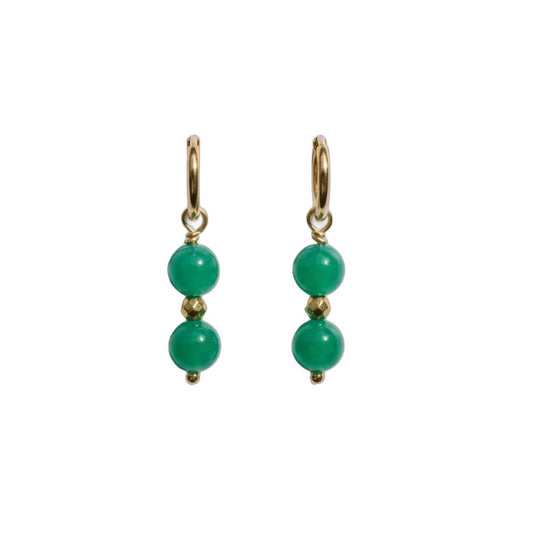 Boucles d'oreilles Pierre d'agate verte craquelée