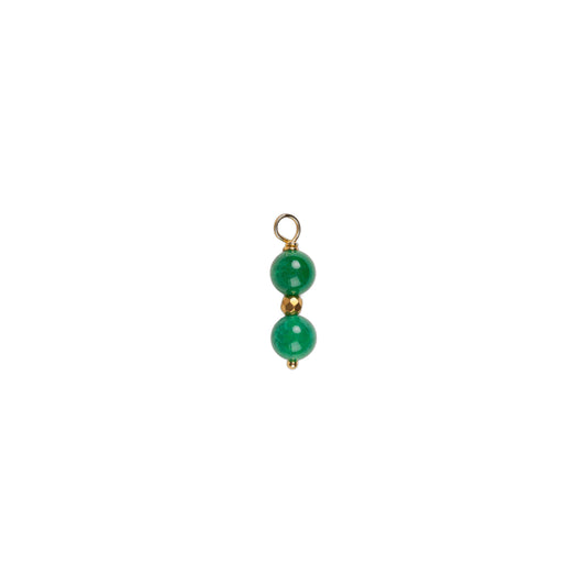 Charms deux pierre ronde - Agate verte