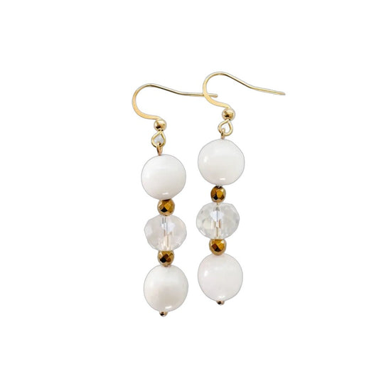 Boucles d'oreilles Pierre de Lune et Cristal de bohème