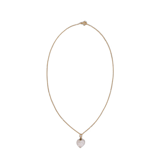 Collier Chaîne plaquée or - Pendentif en forme de coeur Pierre de Lune