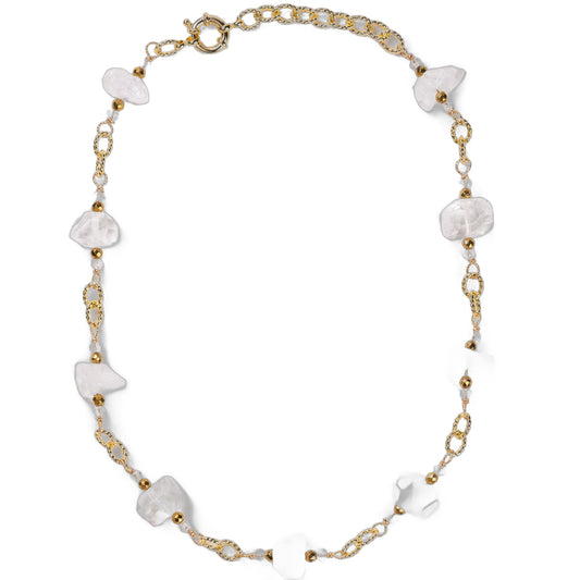 Collier Chaîne Plaquée Or – Pierre de Cristal de roche