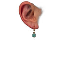 Boucles d'oreilles Anneau plaqué or - Amazonite cube ciselée