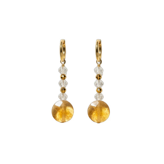 Boucles d'oreilles Citrine et Cristal de bohème