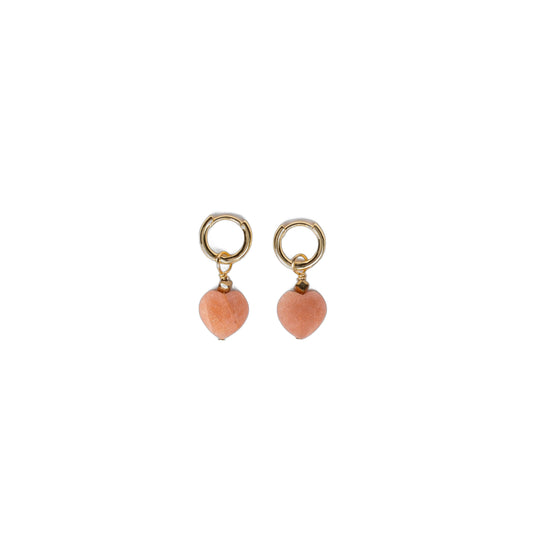 Boucles d'oreilles anneaux - Pierre de Soleil en forme de coeur