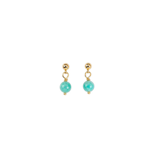 Gold-Plated Stud Earrings – Amazonite