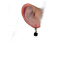 Boucles d'oreilles Anneau plaqué or - Pierre d'onyx cube ciselée