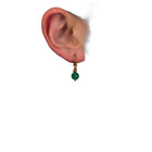 Boucles d'oreilles Anneau plaqué or - Agate verte ronde