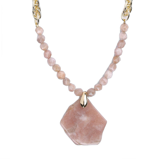 Collier en pierre de soleil – Chaîne plaquée or fin