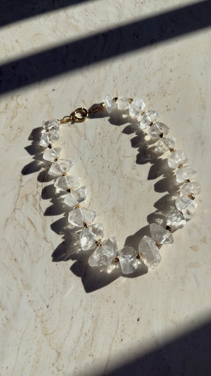 Raw rock crystal bracelet